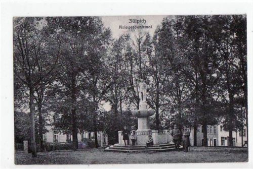 Zülpich mit Kriegerdenkmal. Karte beschrieben. Ecken mit Albumabdrücken, kleiner Knick oben links, sonst gut erhalten