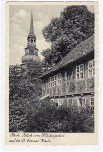 Stade Stade mit Blick vom Klostergarten auf die St. Cosmaé-Kirche gelaufen, 1936. Gute Erhaltung.