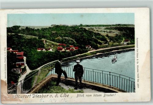 Diesbar-Seußlitz Aussichtsplattform Böser Bruder Uniform Dampfschiff Elbe