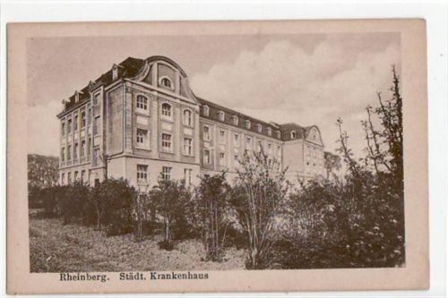 Rheinberg mit Städt. Krankenhaus ungelaufen kleiner Knick unten rechts, sonst gut erhalten