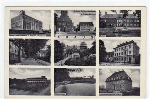Ahaus mit 9 Abbildungen gelaufen, mit Marke und Stempel von 1938. Leichter Schrift- und Stempeldurchdruck, leichter Bug oben und unten rechts, sonst gut erhalten