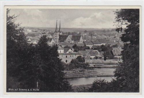 Grimma Blick auf Grimma an der Mulde gelaufen 1932. Gute Erhaltung.