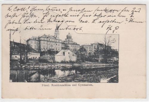 Greiz Greiz. Fürstl. Residenzschloss Gymnasium gelaufen, 1905. leichte Abschürfungen, leicht bügig, leicht fleckig, sonst gut erhalten