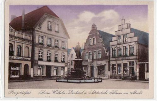 Burgsteinfurt mit Kaiser Wilhelmdenkmal u. Altdeutsche Häuser am Markt ungelaufen kleiner Knick oben rechts, sonst gut erhalten