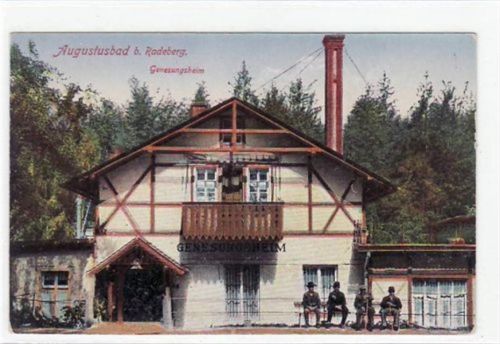 Liegau-Augustusbad Augustusbad b. Radeberg mit Genesungsheim ungelaufen leichte Eckabschürfungen und Rändern, sonst gut erhalten.