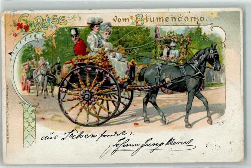 1901 Blumencorso Kutsche AK