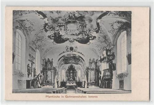 Gottmannshofen. Innenansicht der Pfarrkirche gelaufen. Gute Erhaltung.