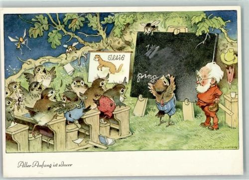 Tiere vermenschlicht Zwerg Schule Verlag Oppel & Hess Nr. 40 AK