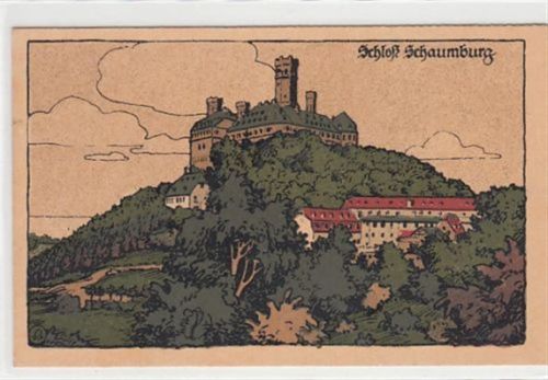 Schloß Schaumburg, Steindruck ungelaufen Gute Erhaltung.