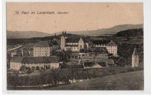 St. Paul mit Teilansicht und Sitft gelaufen von 1922. Albumabdrücke an den Ecken kleiner Knick oben rechts, leicht stockfleckig, sonst gut erhalten