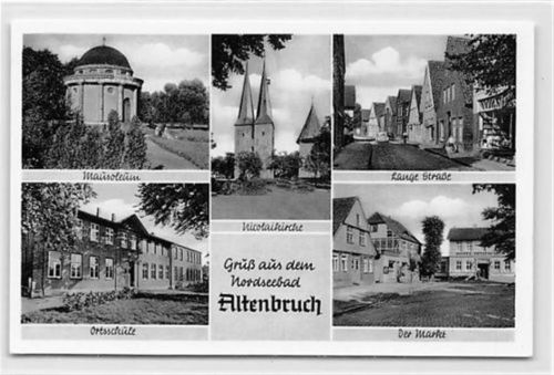 Altenbruch mit Ortsschule, Markt, Mausoleum, Lange Straße u. Nicolaikirche ungelaufen Sehr gut erhalten.