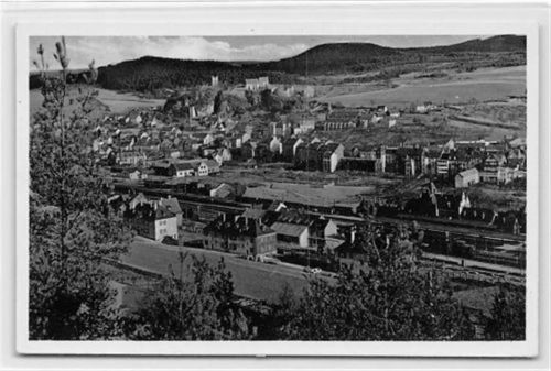 Gerolstein in der Eifel. Gesamtansicht mit Bahnhof ungelaufen Gute Erhaltung.