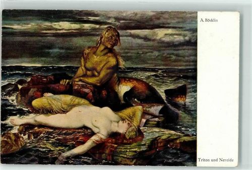 Triton und Nereide Mythologie Nymphe Erotik AK
