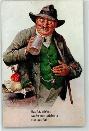 Bayern Typen Bier und Dialekt AK