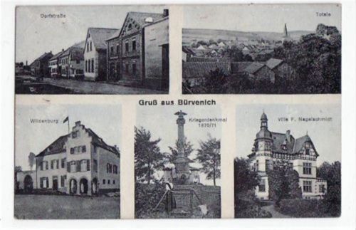Bürvenich mit 5 Abbildungen ungelaufen Leichter Bug oben links und unten rechts, leicht fleckig, sonst gut erhalten