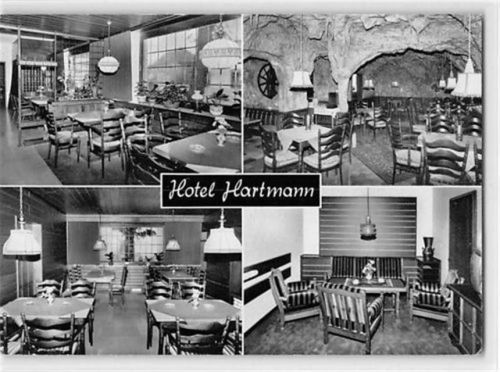Oelde. Innenansichten vom Hotel - Restaurant Hartmann gelaufen. Leichter Schrift- und Stempeldurchdruck, leicht bügig, sonst gut erhalten