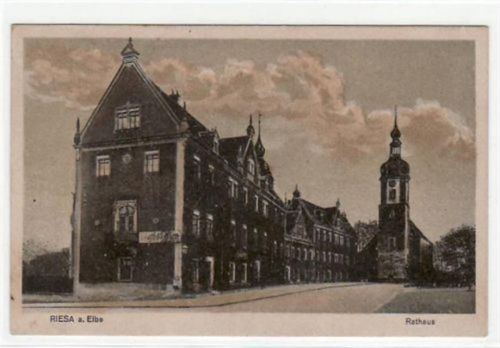 Riesa Riesa mit Rathaus gelaufen von 1919. Gute Erhaltung.