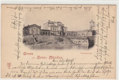 Hann Münden. Forstakademie gelaufen, 1900. Leichter Stempeldurchdruck, kleiner Knick oben rechts, sonst gut erhalten