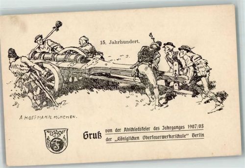 W1000 Berlin Mitte Abschiedsfeier Königl. Oberfeuerwerkerschule sign. Hoffmann, Anton Feuerwehr Künstlerkarte