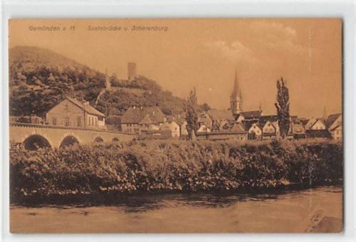 Gemünden am Main. Saalebrücke Scherenburg ungelaufen Gute Erhaltung.