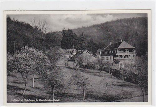 Luftkurort Schönau bei Gemünden am Main. Ansicht Gasthof - Cafe - Pension zum alten Forsthaus. Bes. Josef Enderich gelaufen am 03.12.1955. Sehr gute Erhaltung.