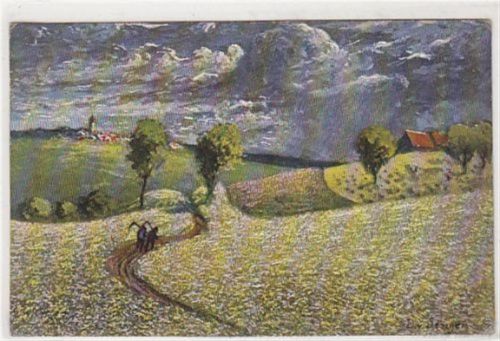 Fürstenfeldbruck Künstlerkarte Fürstenfeldbrucker Künstlerkolonie. Künstler L. v. Senger. Landschaft Felder Wiesen vermutlich bei Fürstenfeldbruck gelaufen 1900 kleiner Bug auf der linken Seite der Karte, sonst gut erhalten