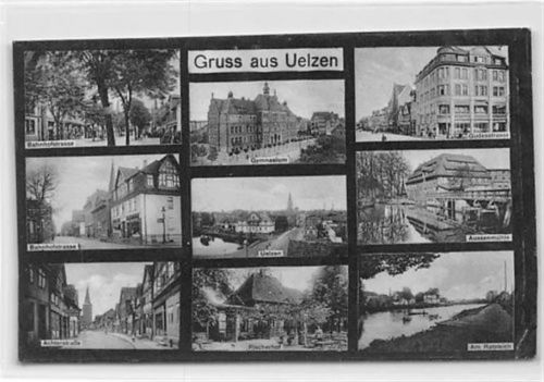 Uelzen Bahnhofstrasse und Gudesstrasse gelaufen. Ecken mit Albumabdrücken, kleiner Knick unten rechts, sonst gut erhalten