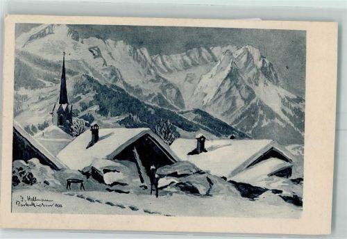 Partenkirchen Kirche Winter sign. F Hellmann