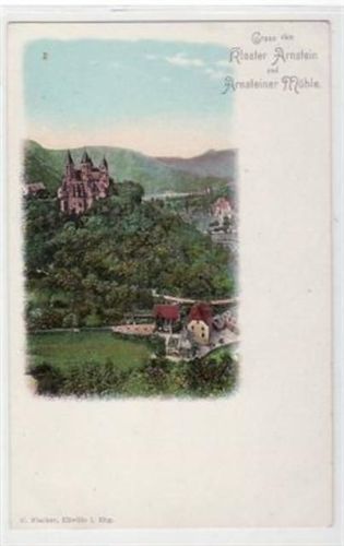 Obernhof Arnstein mit Kloster und Mühle. ungelaufen frühe Karte, da Anschriftseite noch ungeteilt. Ecken mit Albumabdrücken, sonst gut erhalten