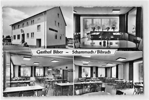 Schammach / Bibrach. Gasthof Biber ungelaufen Zwei Knicke unten links, sonst gut erhalten