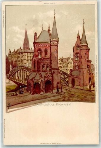 Hamburg 1900 Kaiserbrücker Freihafen AK