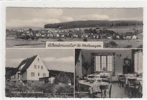 Altenbrunslar, Kreis Melsungen mit Gasthaus zur Waldschenke. ungelaufen Nachkriegskarte. Gute Erhaltung.