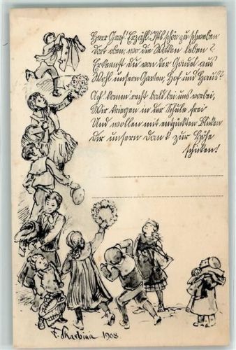 1968 Kinder: Herr Graf! Erzähl und Fragen Rückseite Vignette aufgeklebt von Gaf Zeppelin sign. Skarbina, F.