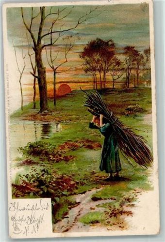 1899 Sonnenschein Serie IX Reisigsammlerin AK