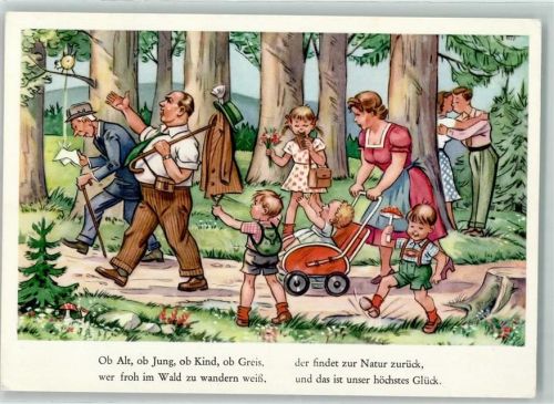Familien-Ausflug Kinderwagen Fotoapparat AK