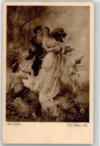 1919 Des Lebens Mai Engel Amor Liebespaar AK