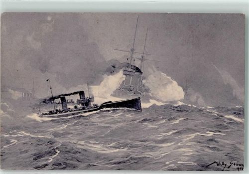 Reichsverband Wohlfahrtskarte - Torpedoboot Angriff in der Nordsee WK I