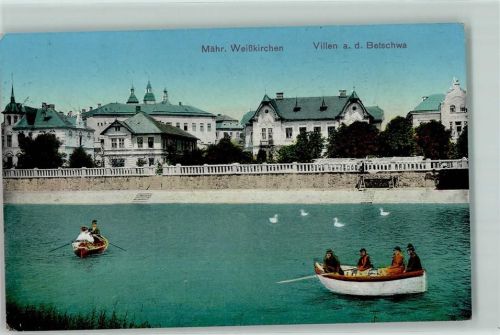 Hranice nad Morave Mährisch Weißkirchen 1915 - Villen Betschwa Ruderboot Schwan Treppe Brücke