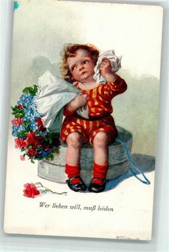 Nr. 1175 Kinder Nr. 1175 sie Wer lieben will, muß leiden , Rosen Vergissmeinnicht AK