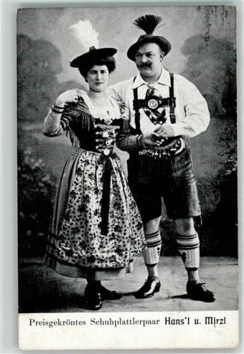 Schuhplattlerpaar Hans'l und Mirzl Trachten