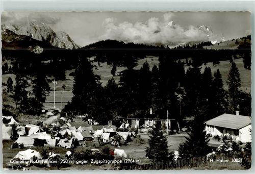 Walchensee Campingplatz Tennsee gegen Zugspitzgruppe