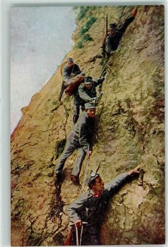 Österr. Gebirgstruppen Abstieg ins Tal - Gesellschaft für volkstümliche Bildkunst Nr. 156 AK Gebirgsjäger WK I