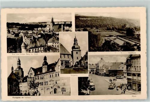 06333 O4270 Hettstedt , Sachs-Anh Gebrauchsspuren Marktplatz Rathaus Saigertor Schwimmbad Omnibusse