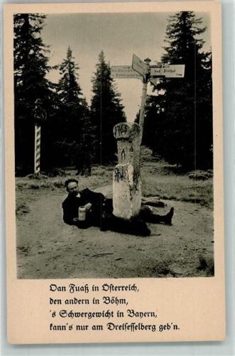 1927 Bayern Böhmen Österreich Grenzstein AK