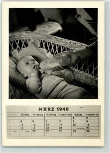 1940 Milchflasche Serie Kalender : März 1940