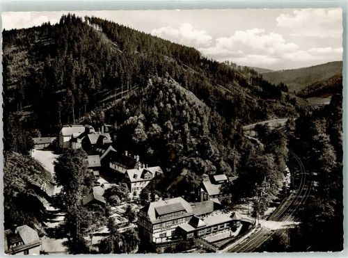 96337 W8642 Ludwigsstadt - Gasthaus Brauerei Falkenstein Bahnlinie