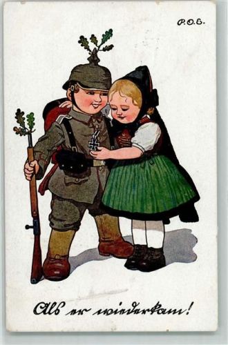 1916 WK I Als er wiederkam Eisernes Kreuz Kinder in Uniform Trachten