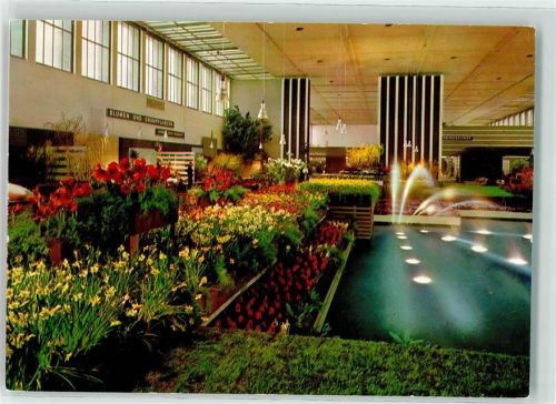 Westend Grüne Woche Berlin 1966 Blumenhalle Teich mit Wasserfontainen