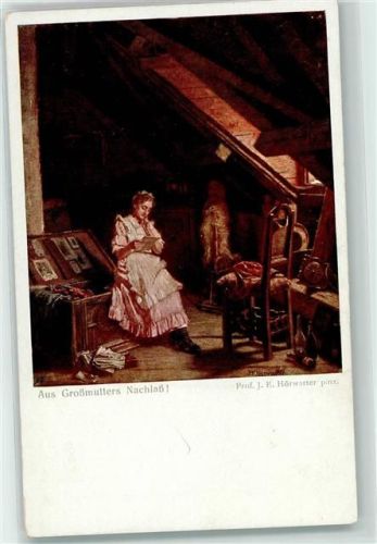 sign. Prof. Hörwarter - Großmutters Nachlass, Truhe auf dem Dachboden Wiener Künstler Grüsse Nr. 2826