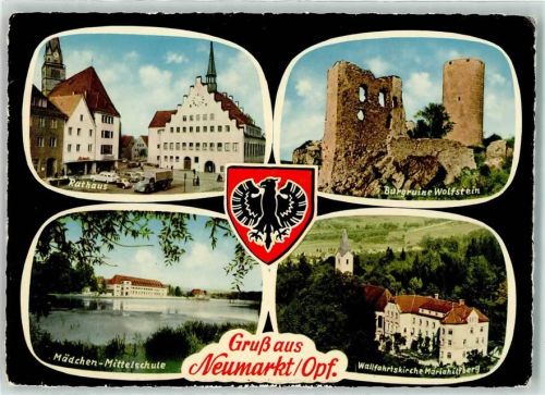 Neumarkt Rathaus Gogomobil Mädchen-Mittelschule Ruine Wolfstein Wappen